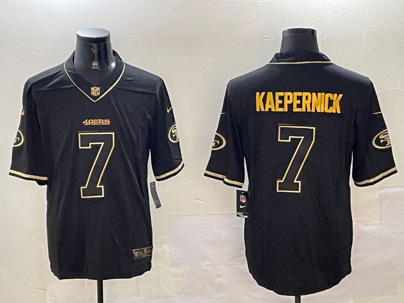 Men San Francisco 49ers #7 Kaepernick Black Gold Throwback 2024 Nike Limited NFL Jersey style 1